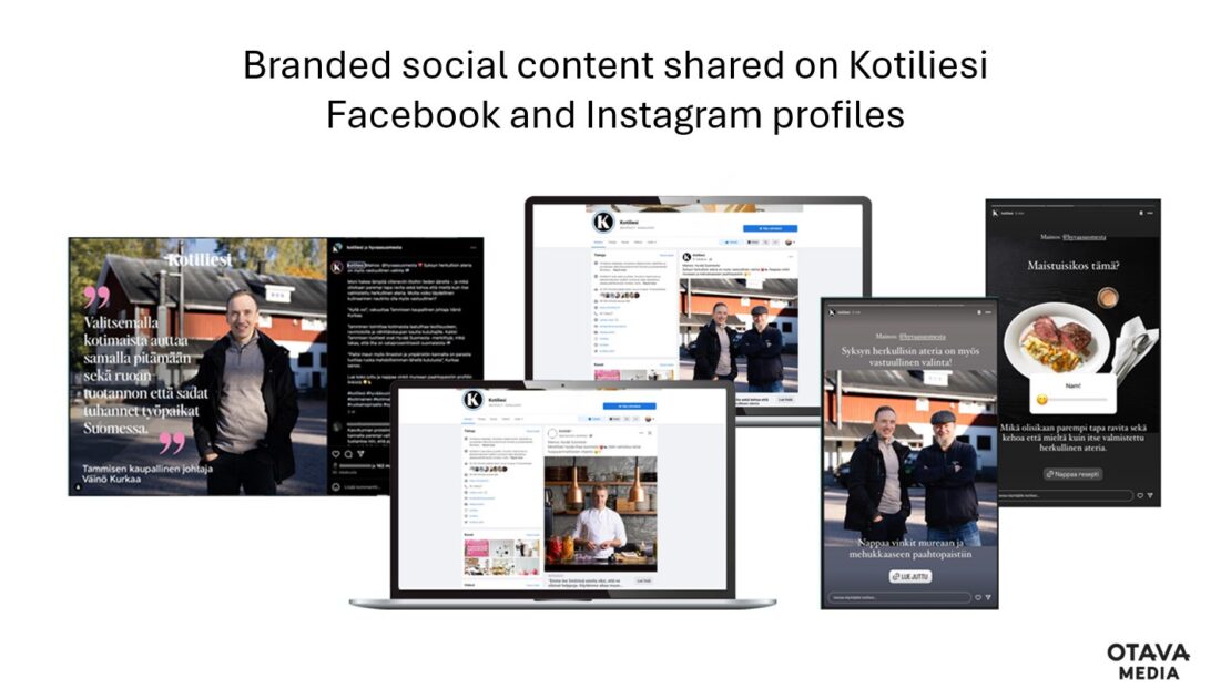 Social content on Kotiliesi Facebook and Instagram