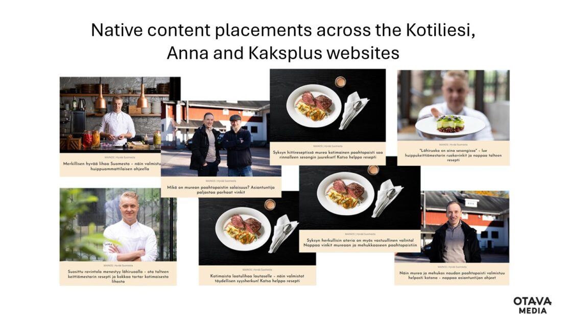 Native content on Kotiliesi.fi, Anna.fi and Kaksplus.fi